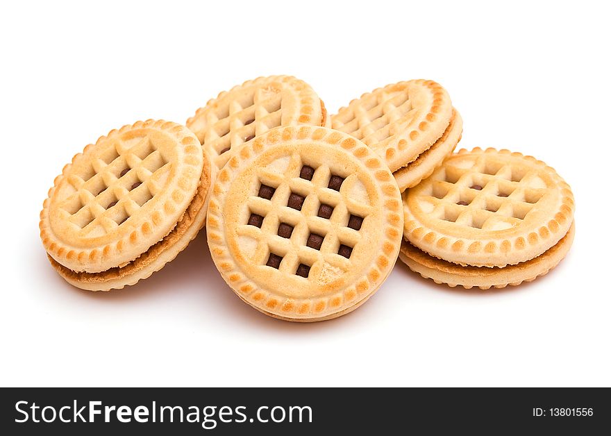 The image of the round cookies isolated on white