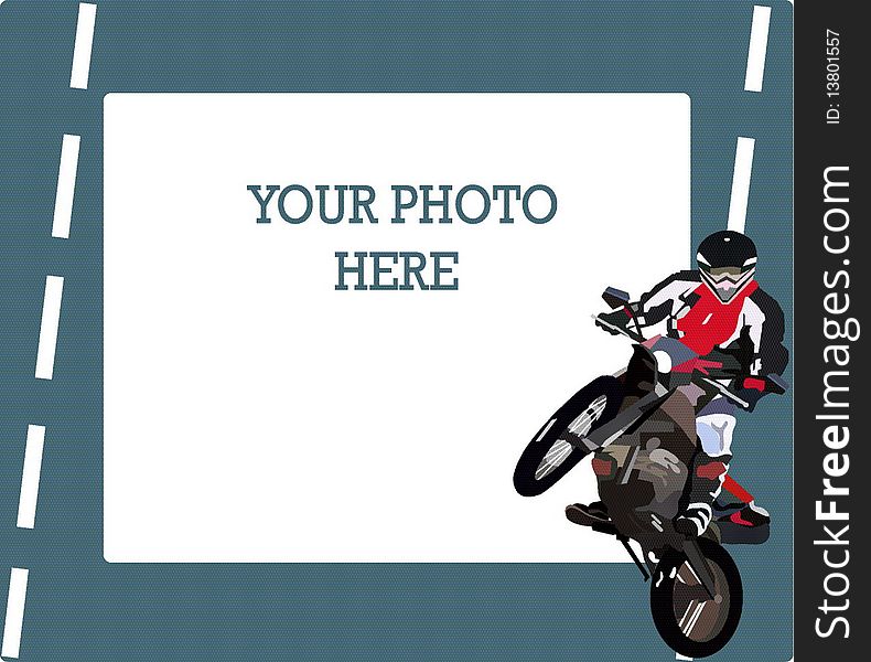 Image of scope for a photo with a motor-cyclist on a route. Image of scope for a photo with a motor-cyclist on a route