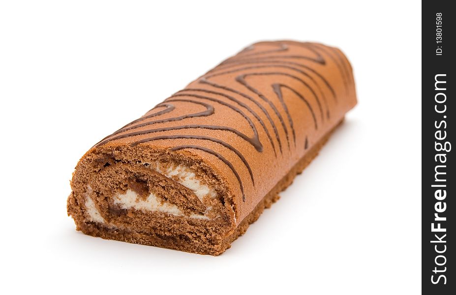 Swiss roll isolated on white background