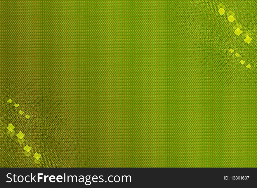 Green background with lines and a square pattern on the edges. Green background with lines and a square pattern on the edges