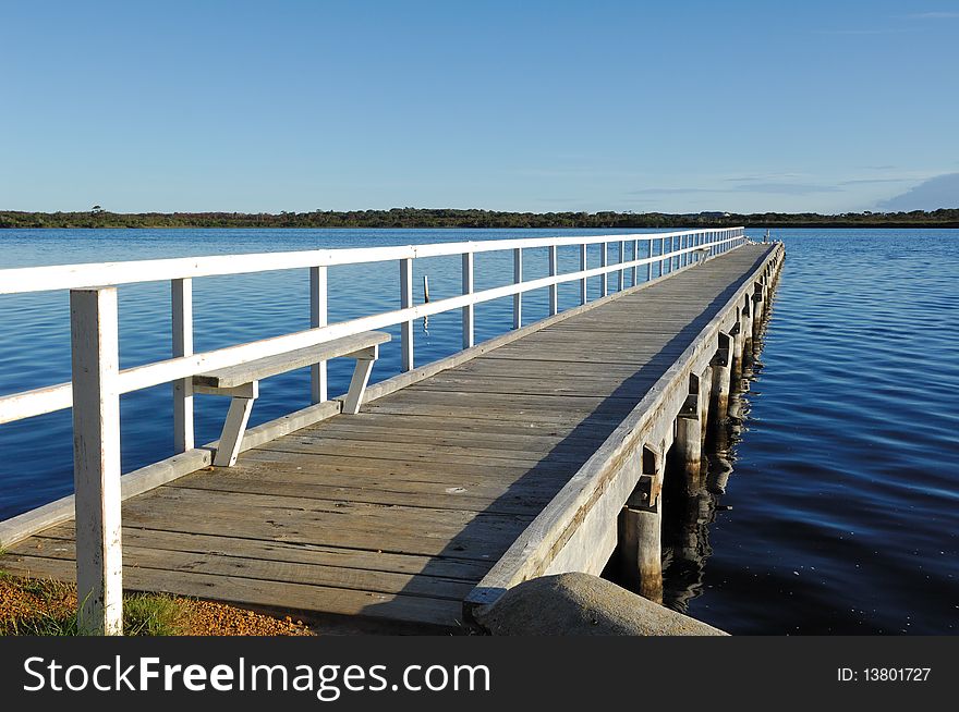 Wooden jetty in a west Australian landscape