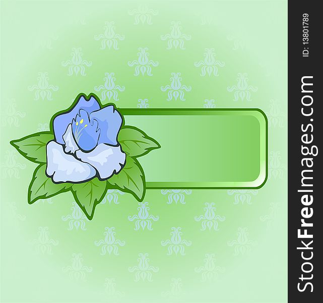 Green frame with blue flower. Green frame with blue flower