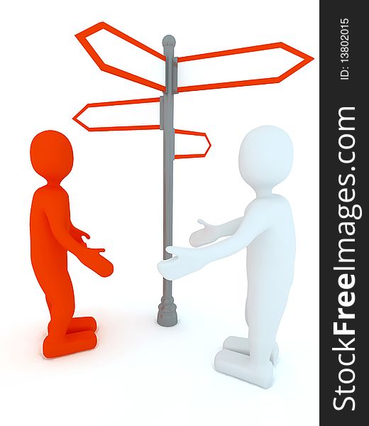 Blank signpost over white . 3d render