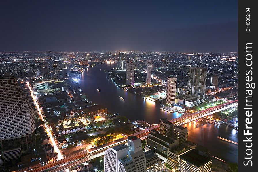 Night view of Bangkok from the State building