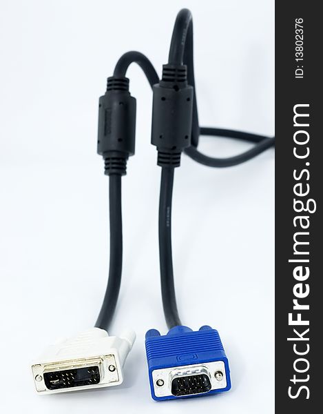 DVI to VGA high quality adapter against white background. DVI to VGA high quality adapter against white background