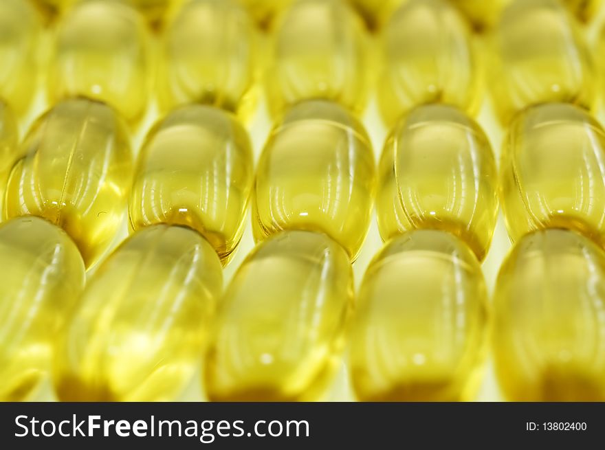 Macro of Yellow Gel Pills