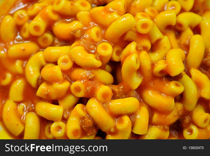 A heaping plate full of yummy chili mac, a favorite of kids everywhere.