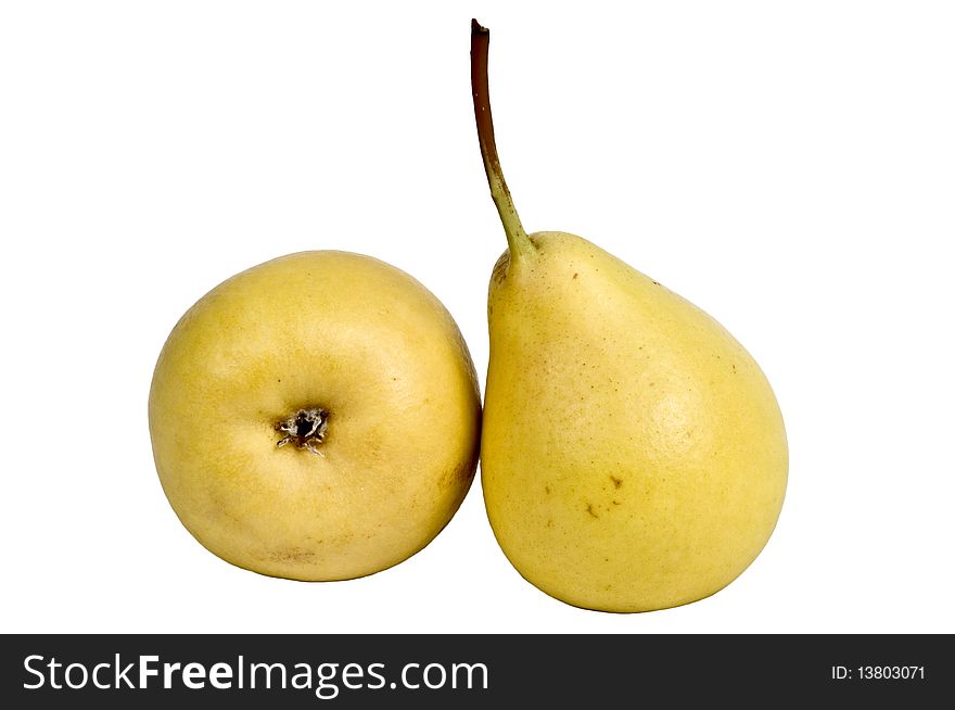 Fresh and ripe pears ready for your healthy juicy drink
Isolated on white background.