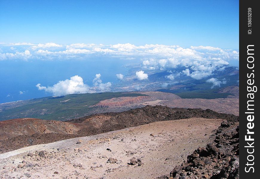 View from the top of Teide volcano, Tenerife island, Canaries