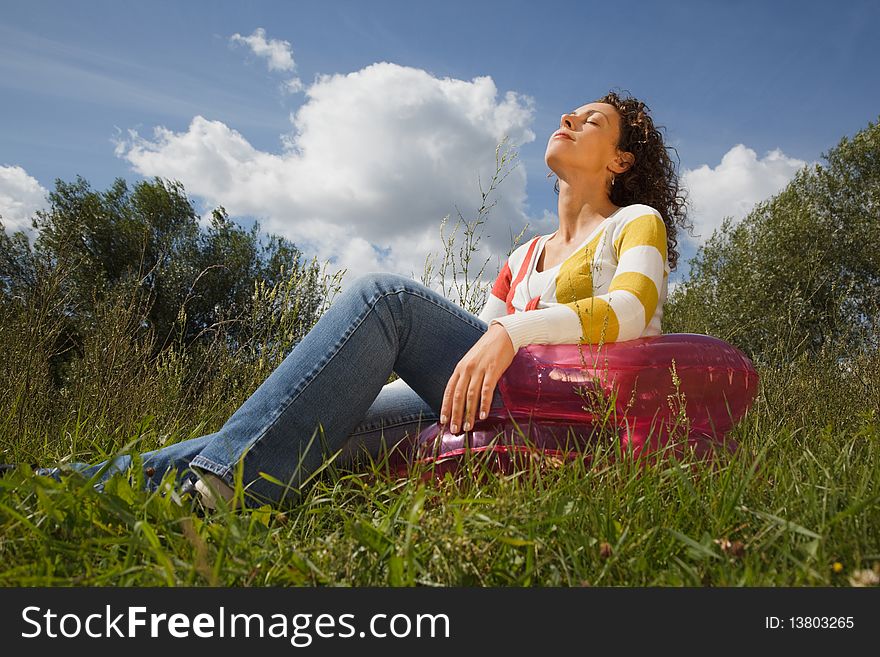Woman In Summer Day Rest In Open Air