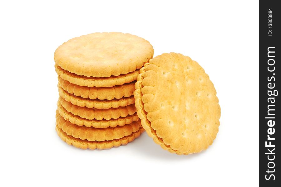 Cream biscuits isolated on white