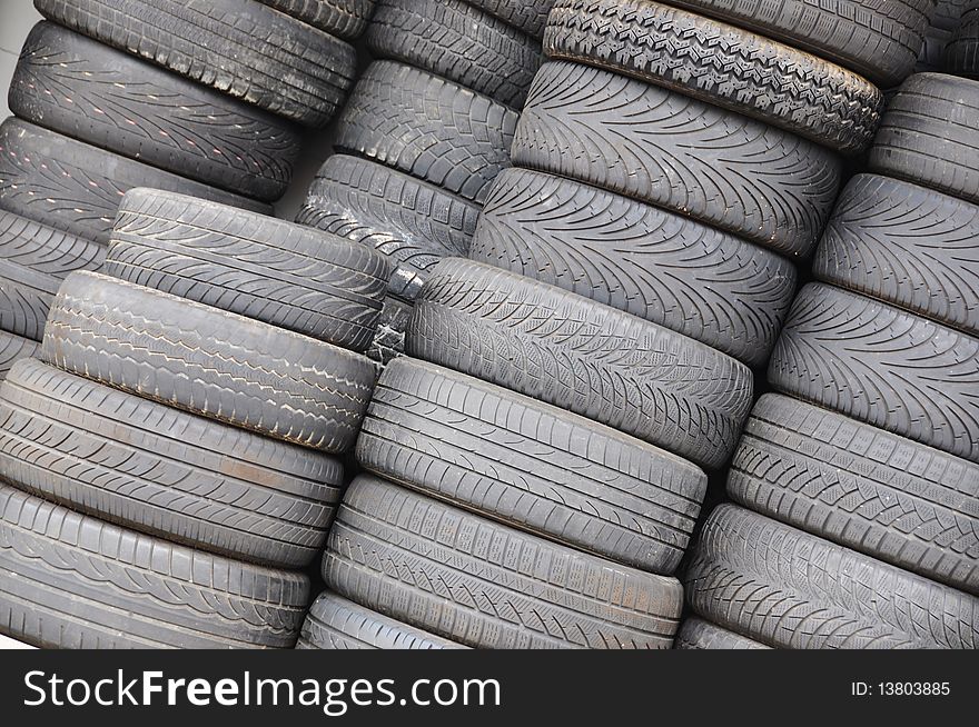 Pile of old used tires