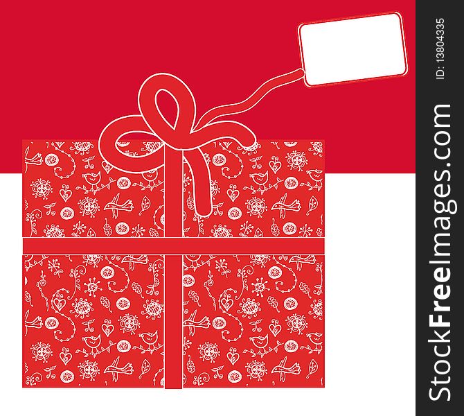 Holidays gift box with red and white floral design