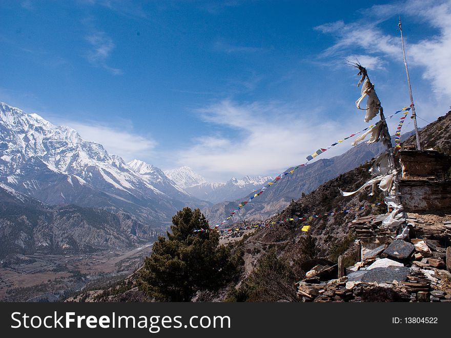 View from gompa in manang area. View from gompa in manang area