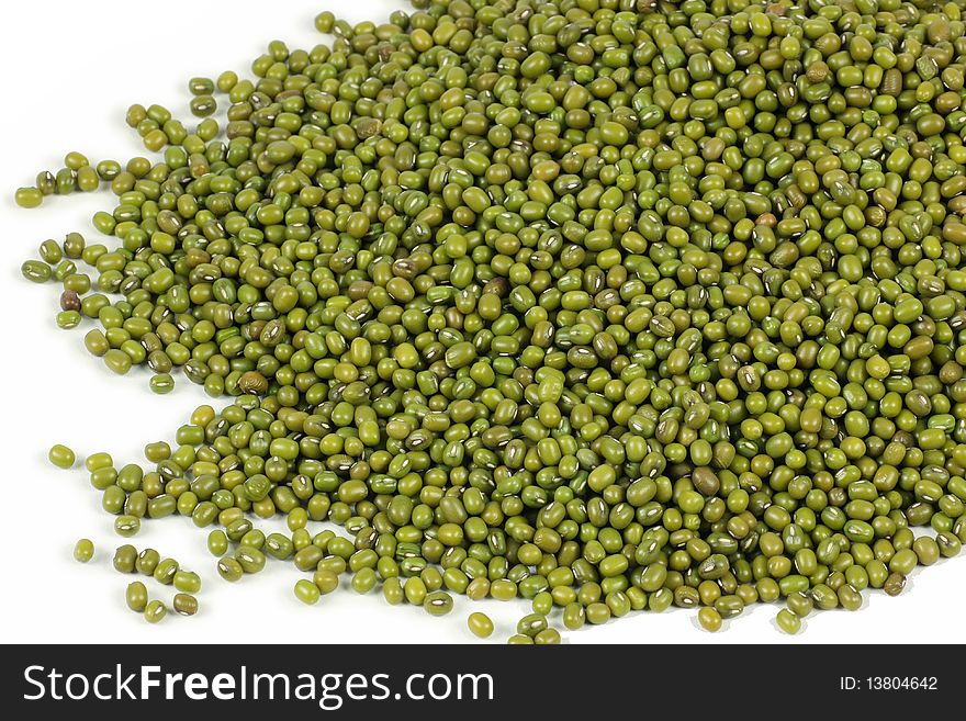 Mung beans on white background