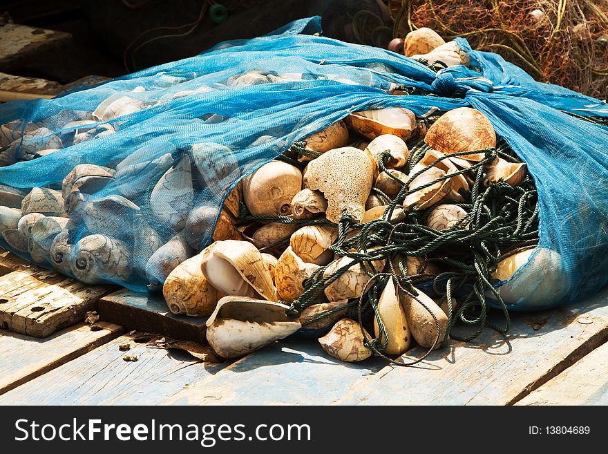 Fishing net will be dried in a small village in Koh Chang, Thailand