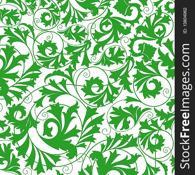 Green flower seamless pattern