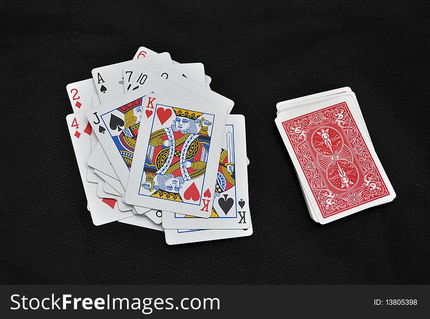 White playing cards and king of hearts