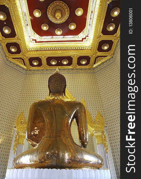 Large Golden Buddha in Temple of Thailand