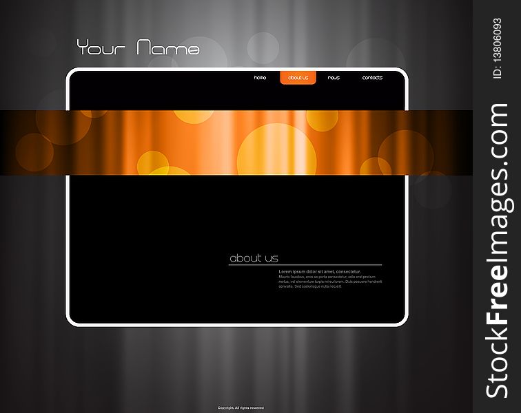 Website template with orange curtain.