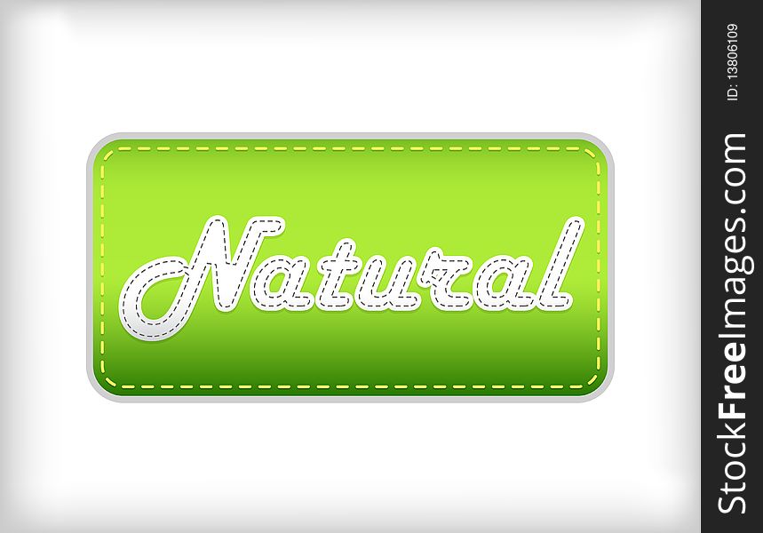 Natural green sticker. Vector art