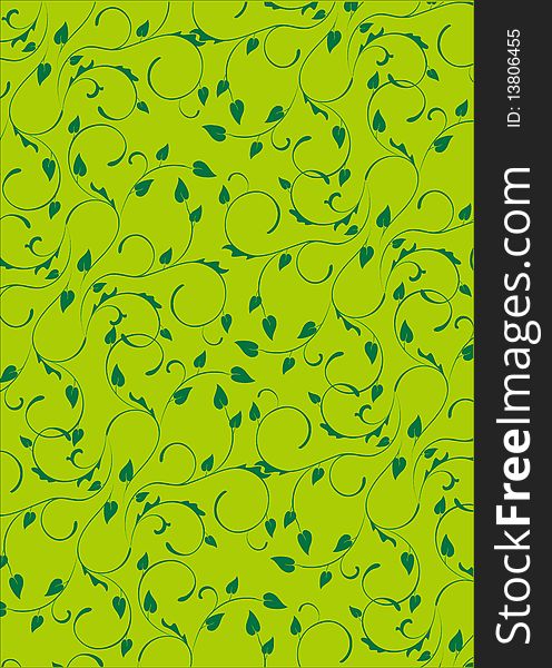 Illustration drawing of green flower seamless background