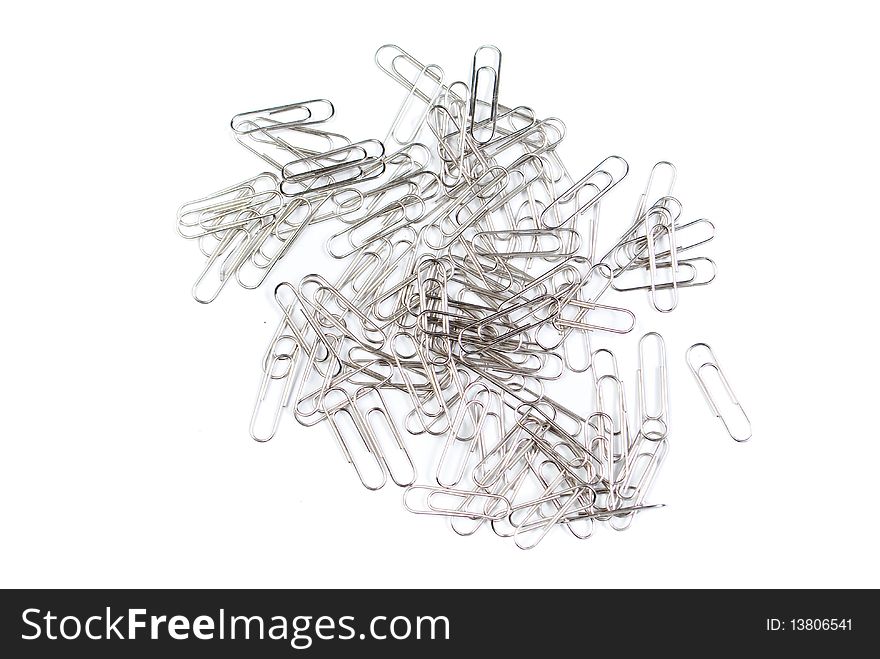 Paper clips on white background