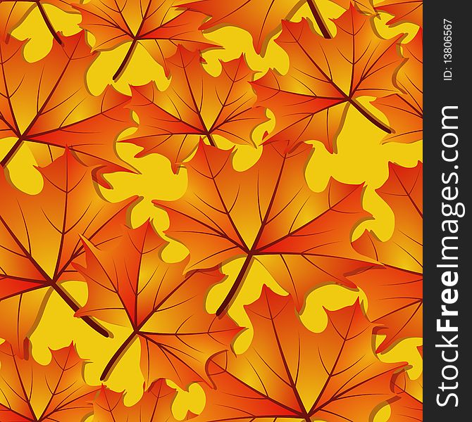 Graphic illustration of Seamless Autumn Maple Leaf Pattern