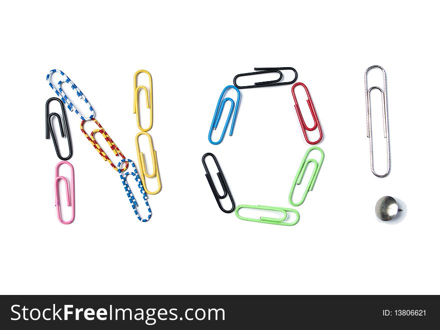 Word No! from paper clips