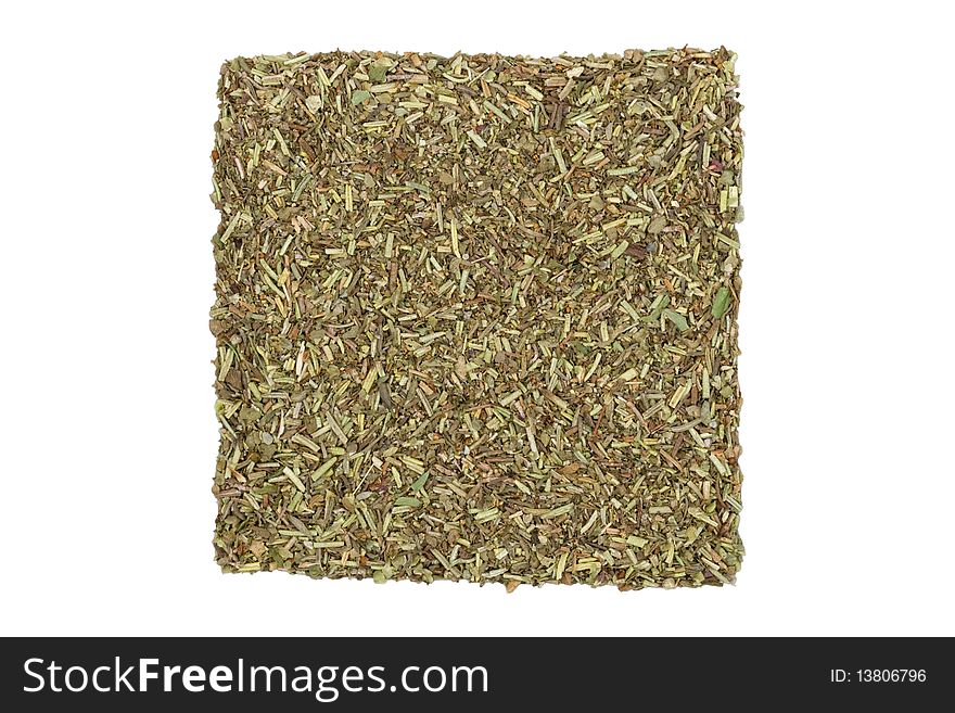 Mixed french herbs, isolated on white background
