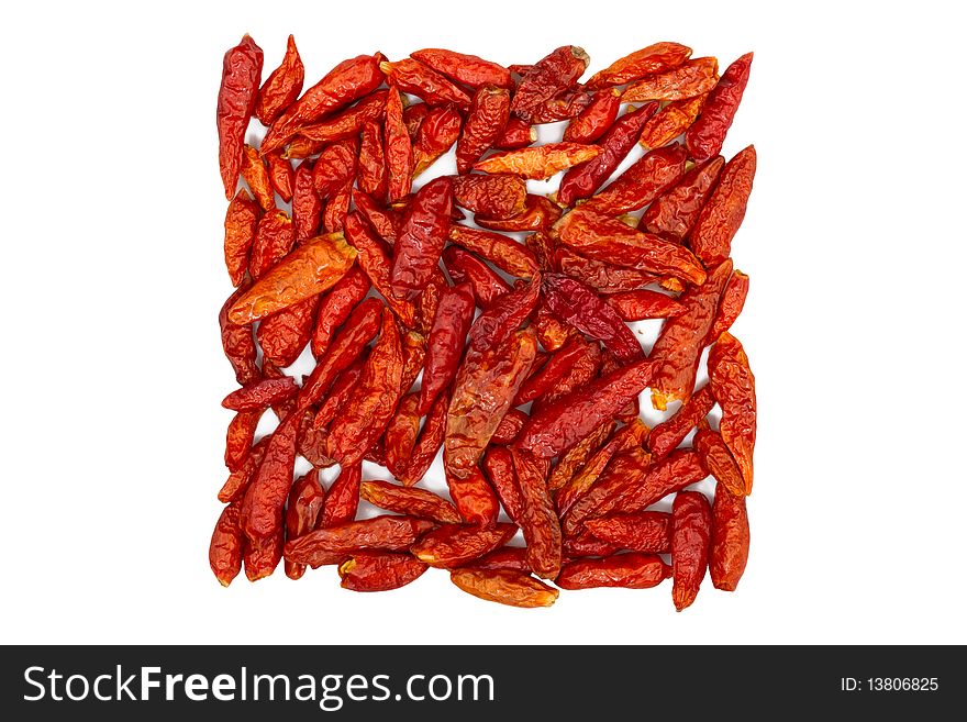 Dried red chili pepper, isolated on white background