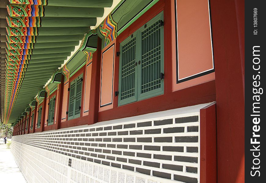 Wall Of Ancient Building At The Palace Of Korea