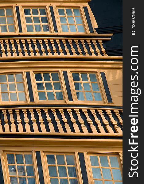 The detail of the windows on
h.m.s victory in portsmouth in england. The detail of the windows on
h.m.s victory in portsmouth in england