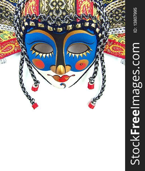 Decorative mask in the Russian style. On a white background. Decorative mask in the Russian style. On a white background