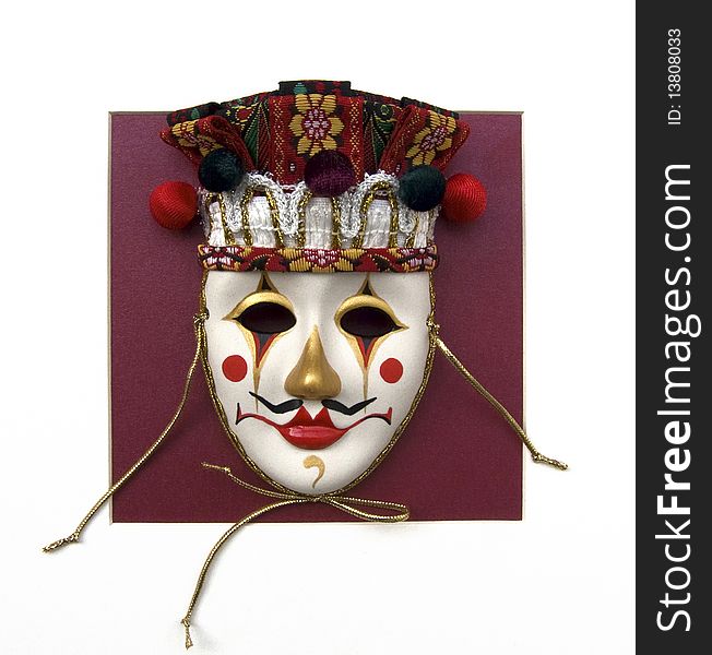 Carnival Mask - burgundy square on a white background. Carnival Mask - burgundy square on a white background