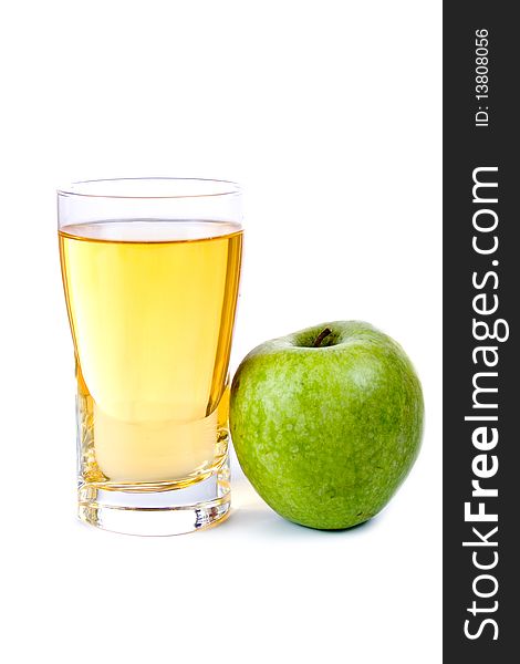 Glass of apple juice isolated on a white background