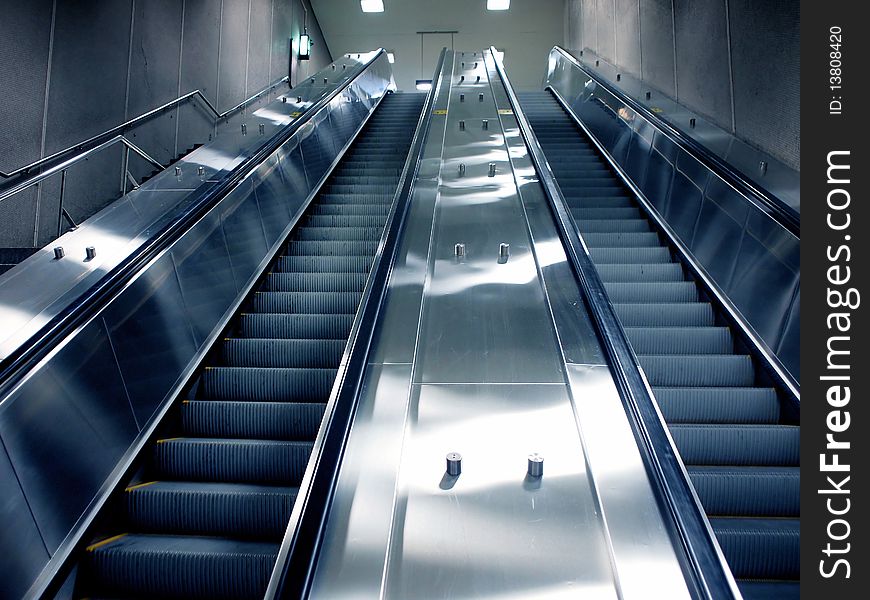 Escalator stairway in the montreal metro. Escalator stairway in the montreal metro