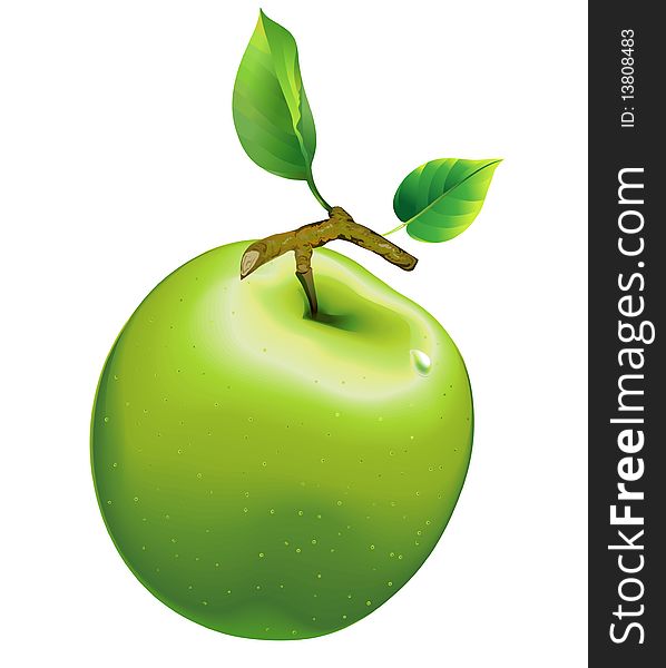 Apple green with leaf, food, for food, ingredients. Apple green with leaf, food, for food, ingredients