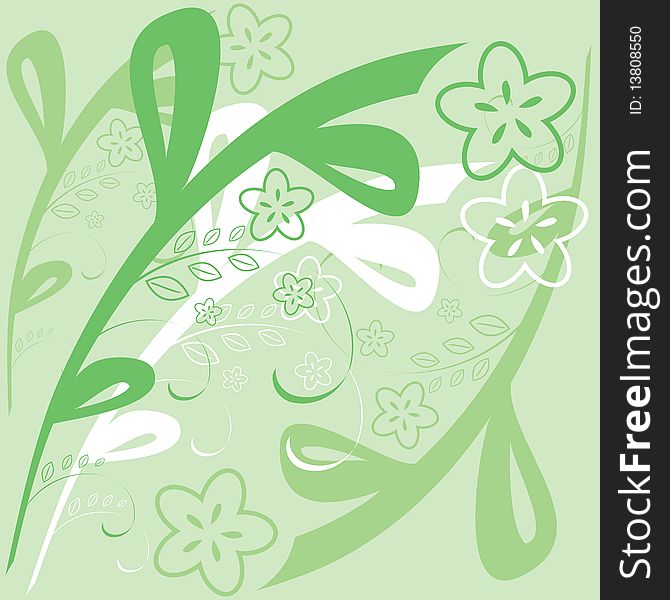 Vector background with a simple floral pattern of green. Vector background with a simple floral pattern of green