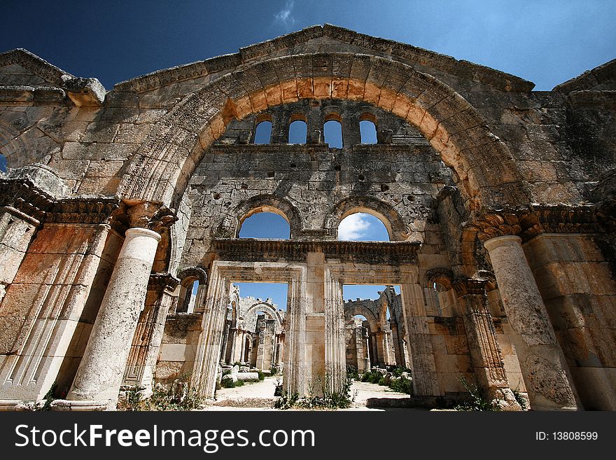 Ruins of christian monastery San Simeon in Syria