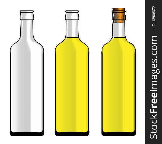 Illustration of set of different bottles on a white background