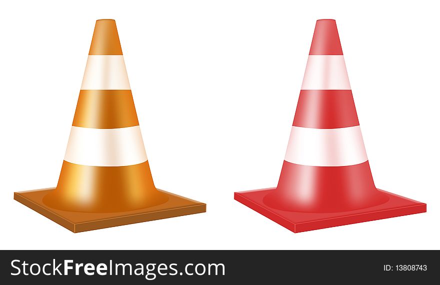 Illustration of alarm cone on a white background. Illustration of alarm cone on a white background