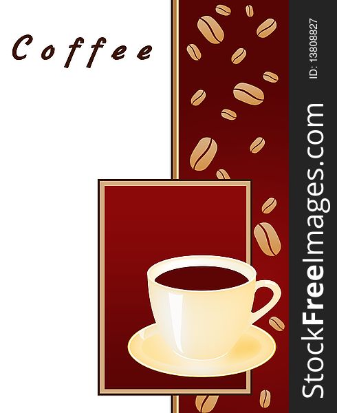 Illustration of mug with coffee on an abstract background. Illustration of mug with coffee on an abstract background