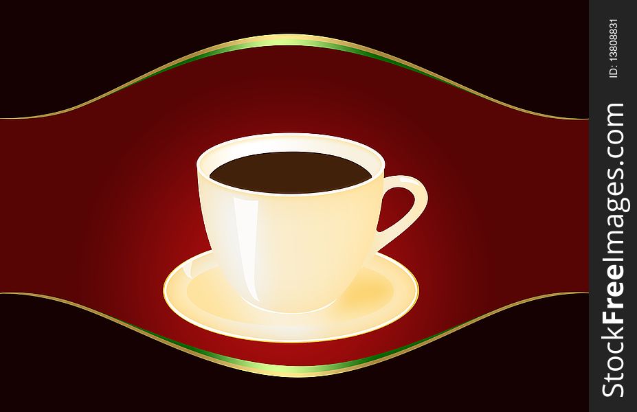 Illustration of mug with coffee on an abstract background. Illustration of mug with coffee on an abstract background