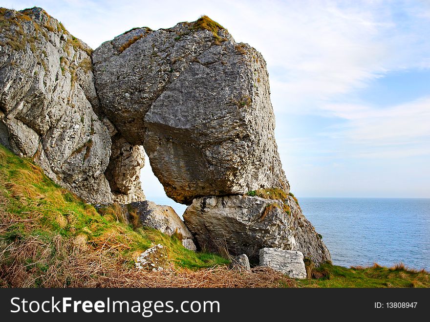 Photograph of limestone rock formation on the east antrim coast, northern ireland. Photograph of limestone rock formation on the east antrim coast, northern ireland.