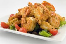 Fried Shrimp With Mixed Field Greens Royalty Free Stock Image Fried Shrimp With Mixed Field Greens Royalty Free Stock Image