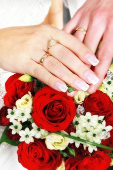 Newlywed Couple Holding Hands. Royalty Free Stock Images Newlywed Couple Holding Hands. Royalty Free Stock Images