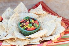 Black Bean Salad With Corn Chips Royalty Free Stock Photography Black Bean Salad With Corn Chips Royalty Free Stock Photography