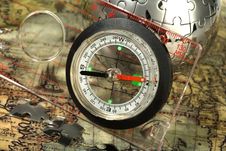 Compass On The Old Map Royalty Free Stock Photos Compass On The Old Map Royalty Free Stock Photos
