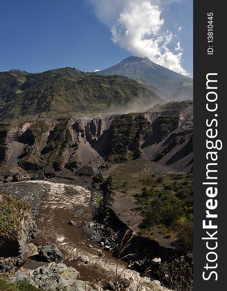 Small eruptions of a vulcano Tungurahua in Ecuador